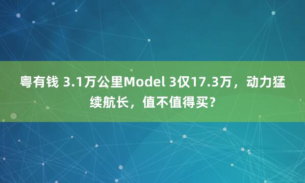 粤有钱 3.1万公里Model 3仅17.3万，动力猛续航长，值不值得买？