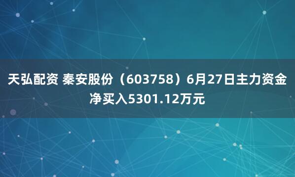 天弘配资 秦安股份(603758)6月27日主力资金净买入5301.12万元